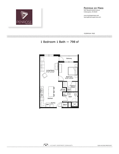 Floor plan 1BR/1B C NJ/North St Balcony (shower/island/balc)