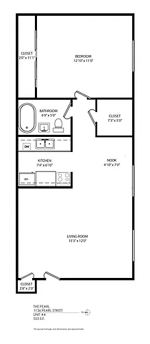 Floor plan 1 Bedroom-Hardwood