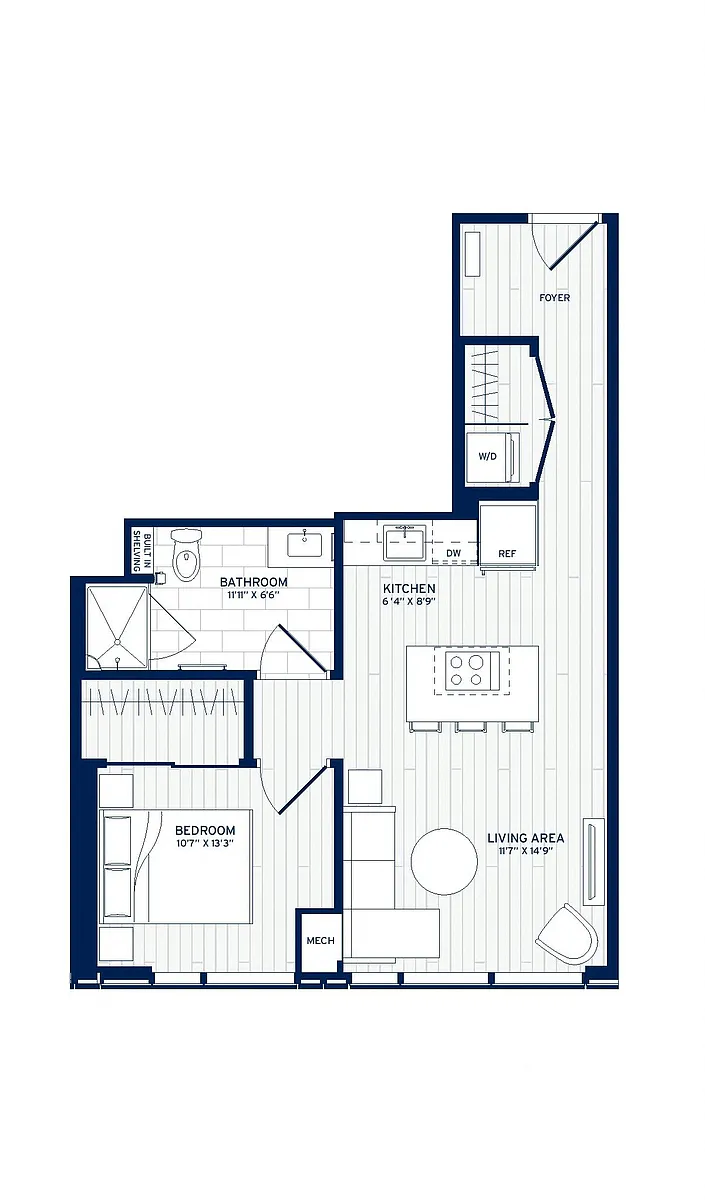 Floor plan 1 Bed/1 Bath-D7