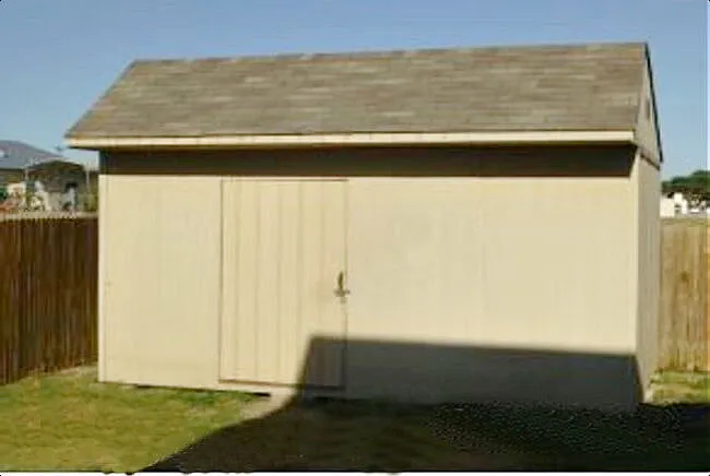 Large outdoor storage shed can be locked.