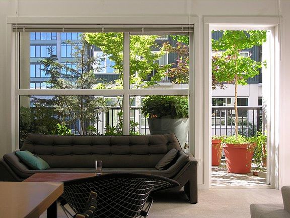View toward private balcony - pots are in place and yours to personalize and care for.