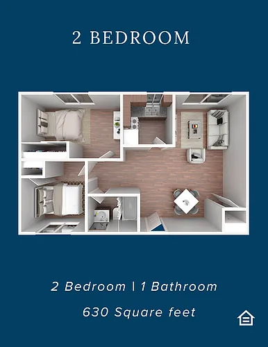 Floor plan 2 Bedroom 1 Bathroom