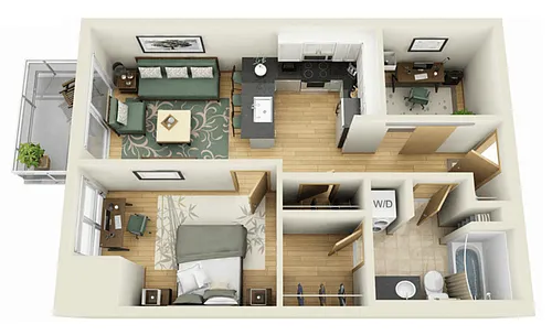 Floor plan 1 Bedroom DQ
