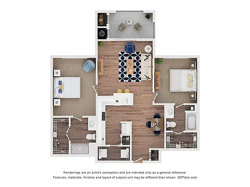 Floor plan Two Bedroom - Ellington