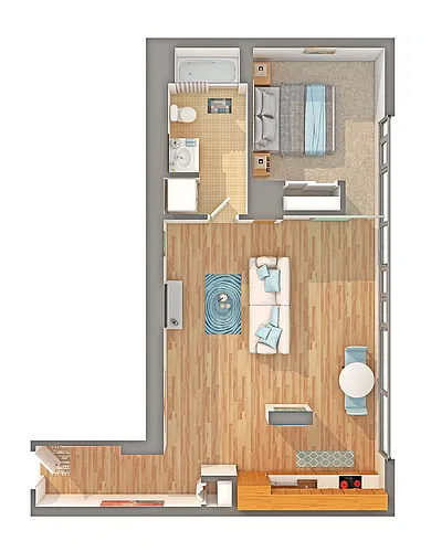 Floor plan 1X1 - F