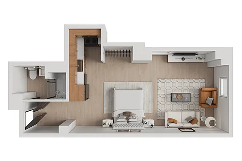 Floor plan D-80% income restricted studio