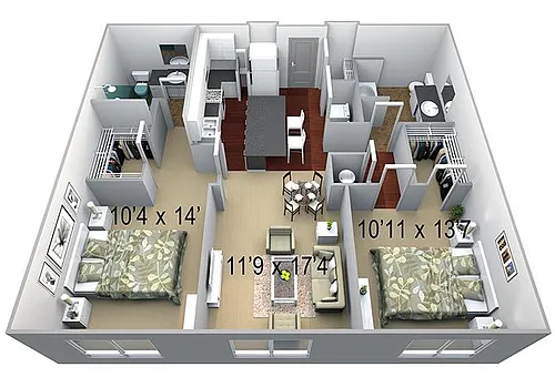 Floor plan B1 2 Bed/2 Baths