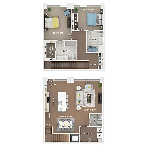 Floor plan 2BR/2.5BA Townhome - Lalo