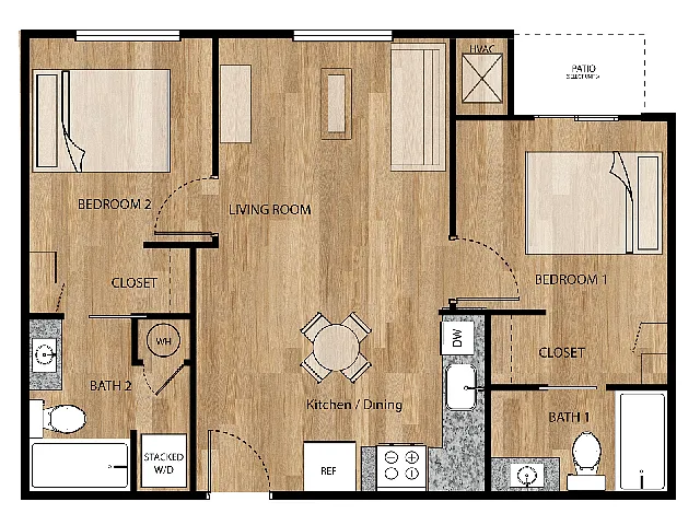 Floor plan Two Bedroom, Two Bathroom
