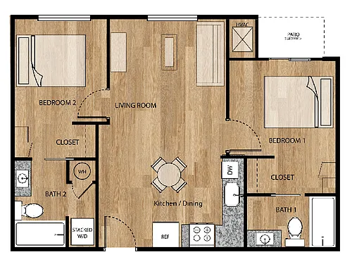 Floor plan Two Bedroom, Two Bathroom
