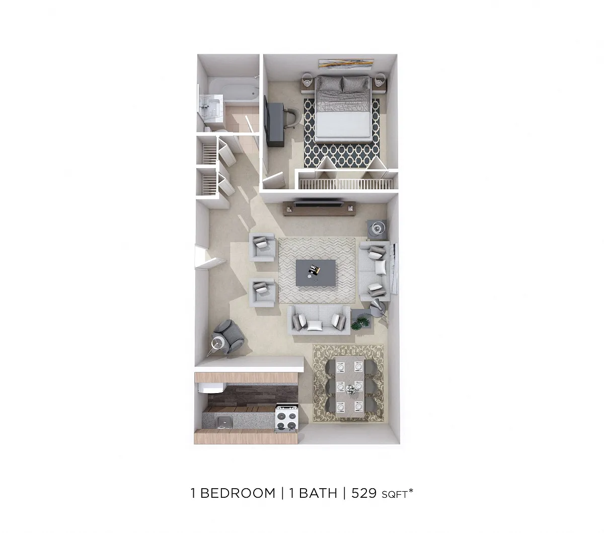Floor plan One Bedroom - 529 sqft - Hanover