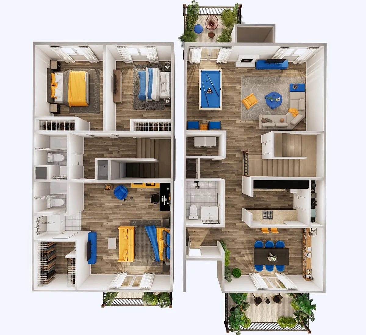 Floor plan 3 Bedroom - K Townhome