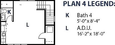 Studio. Stairs on the right go up to the studio. Living area is the "L".
K is the bathroom.
Kitchen with microwave, dishwasher and refrigerator on the left.