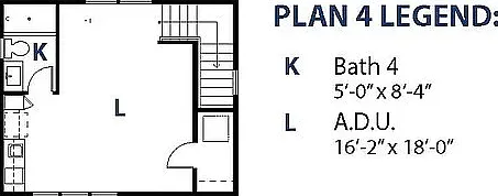 Studio. Stairs on the right go up to the studio. Living area is the "L".
K is the bathroom.
Kitchen with microwave, dishwasher and refrigerator on the left.