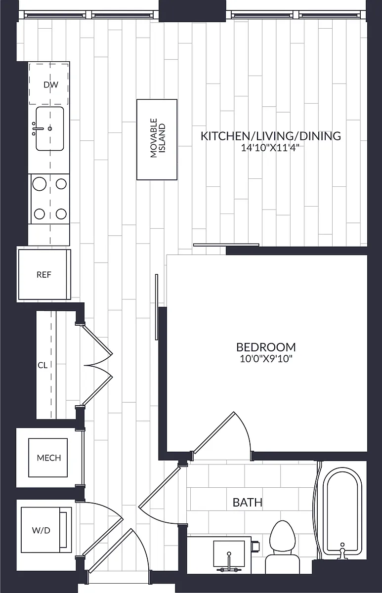 Floor plan 1 Bed/1 Bath-A1-0B-LW