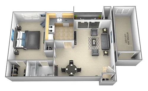 Floor plan 1 Bedroom 1 Bath with Den