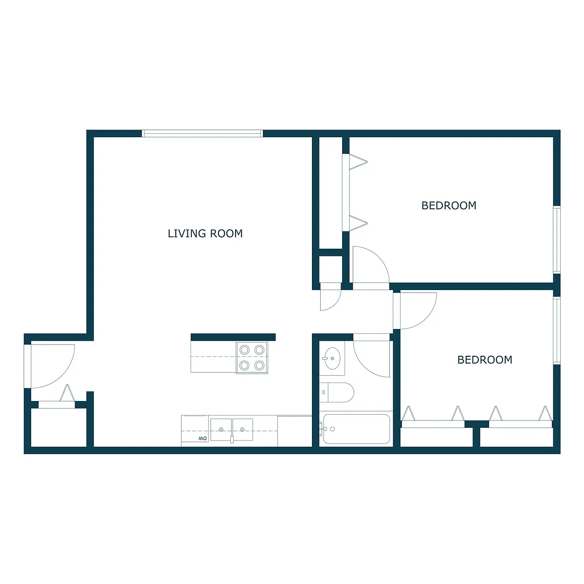 Floor plan Two Bedroom 21C
