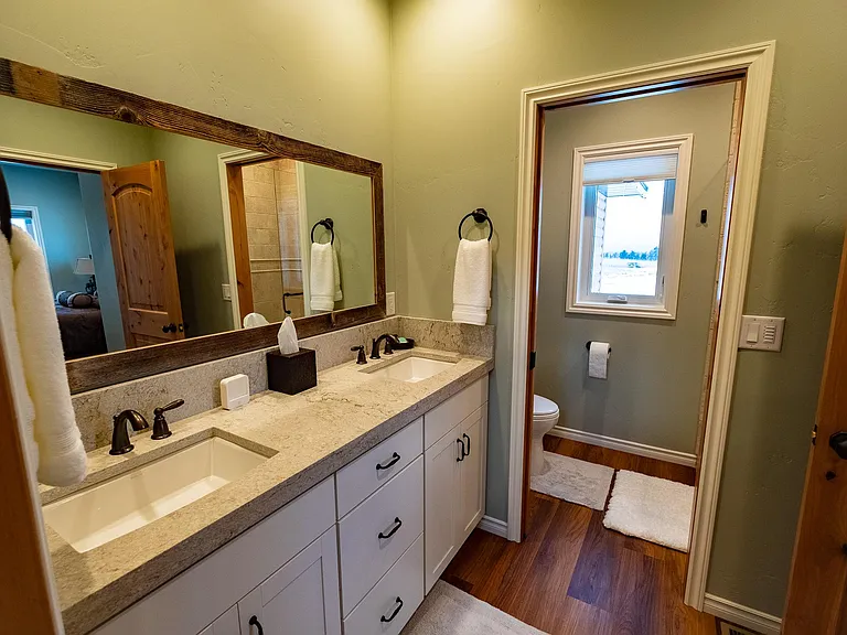 Bath attached to master bedroom with double sinks