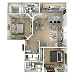Floor plan 2 BED 2 BATH
