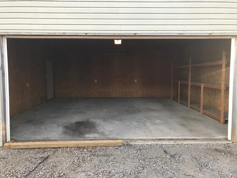 Back door view of garage