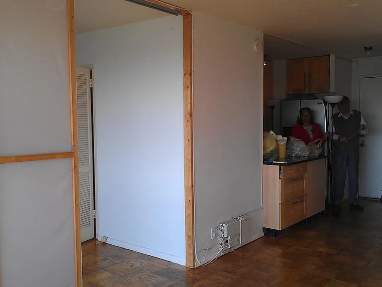 Slider partition for private bed area