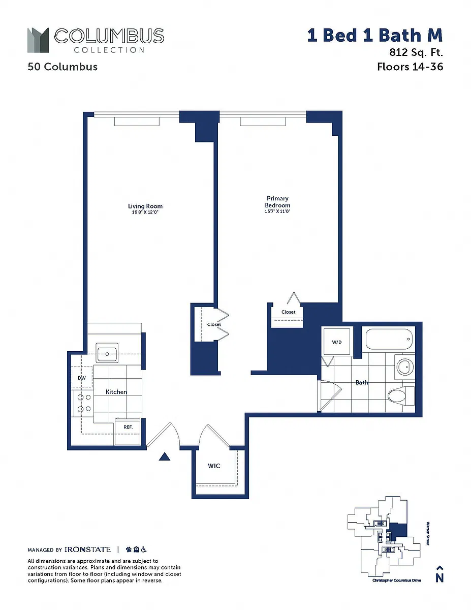 Floor plan 1 Bed 1 Bath M