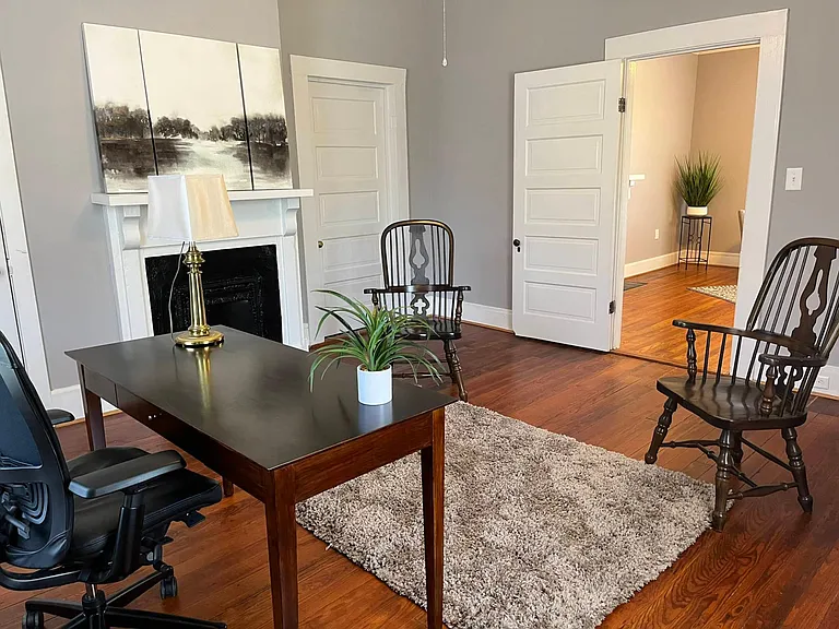 Office looking into living room