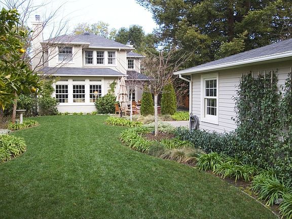 Rear view of home and garden