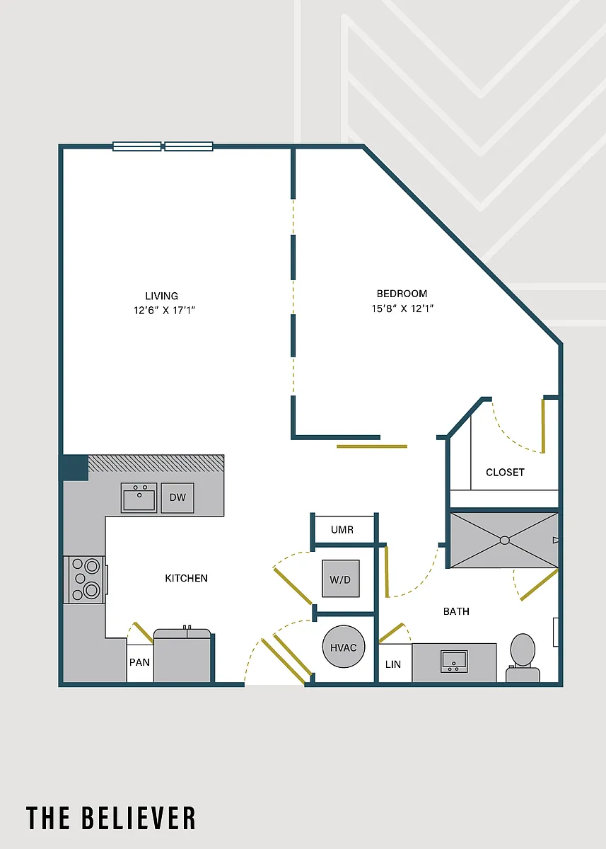 Floor plan The Believer | 1 Bed | 1 Bath