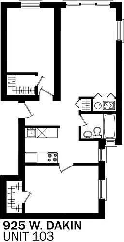 Floor plan 2bd/1b 103