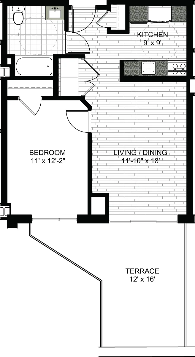 Floor plan 1 Bedroom A