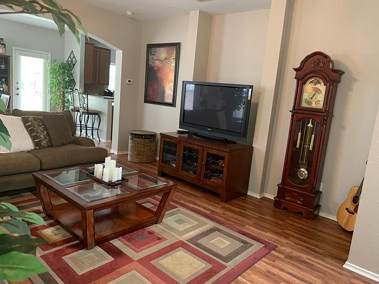 No carpet downstairs.