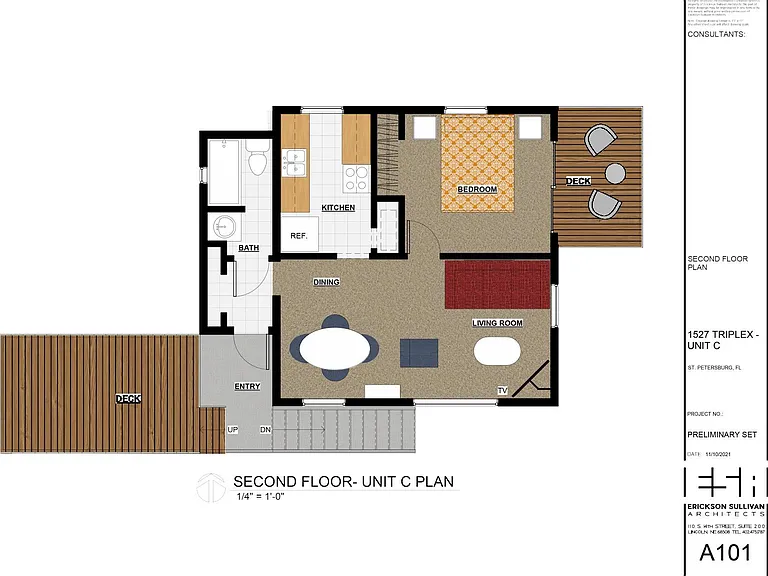 Floor plan with furnishings provided depicted