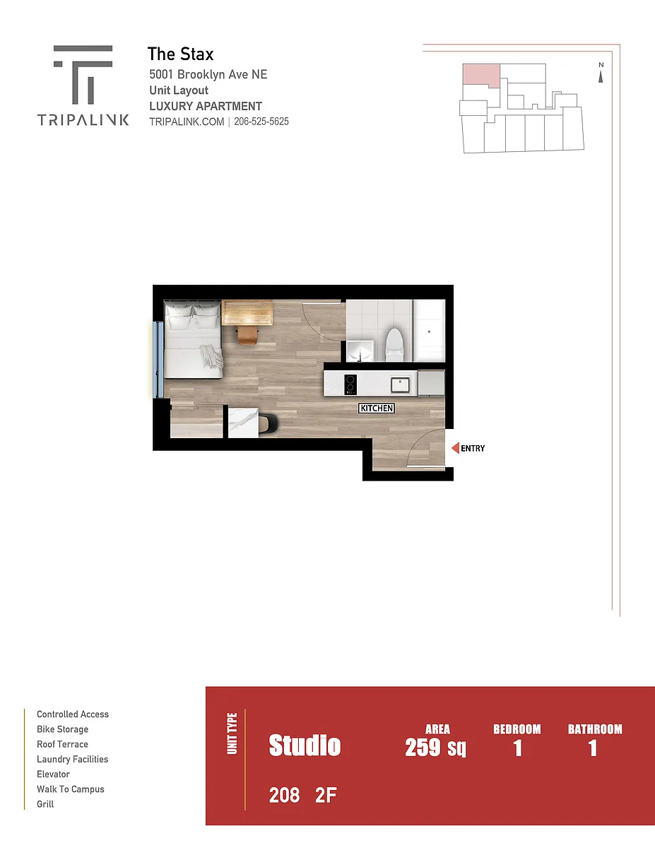 Floor plan Studio - 259 sqft