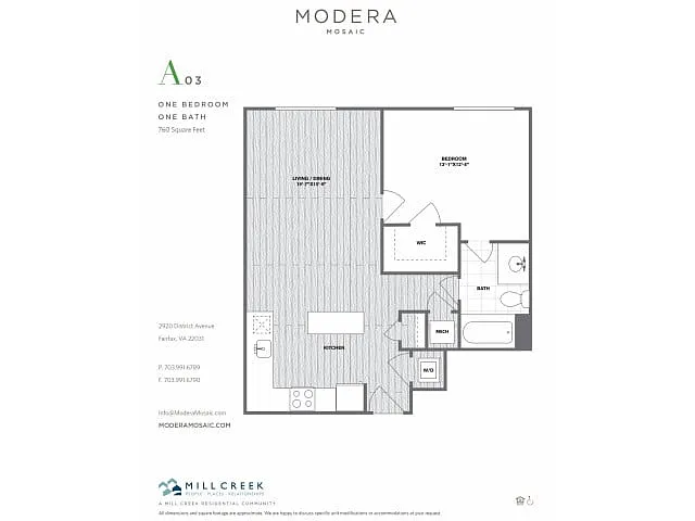 Floor plan A03 - One Bedroom One Bath
