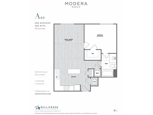 Floor plan A03 - One Bedroom One Bath