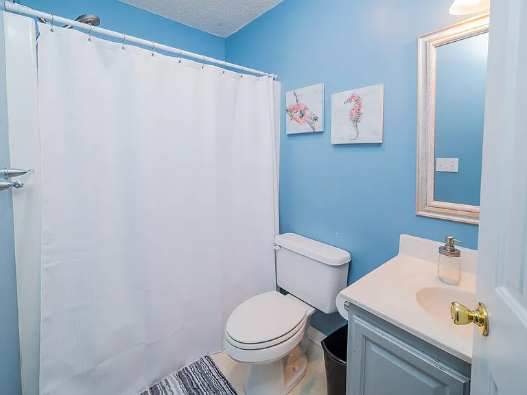 Guest Bathroom is right off two guest bedrooms with Shower/Tub Combo