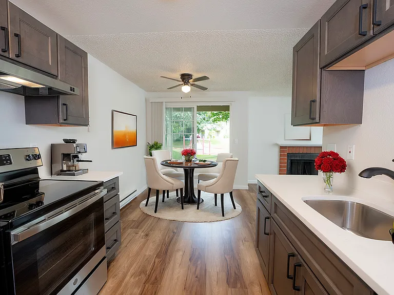 Experience the warmth of a contemporary kitchen and dining space designed for comfort. Experience the warmth of a contemporary kitchen and dining space designed for comfort.