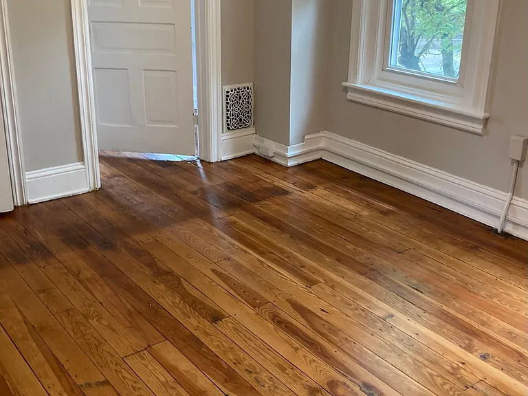Living room, newly refinished floors