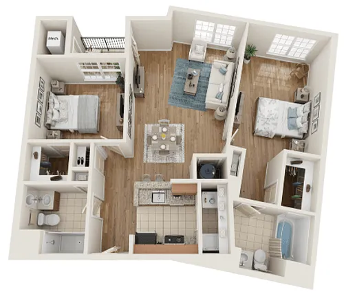 Floor plan Type L - Two Bedroom