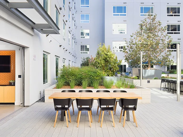 Outdoor kitchen and dining areas