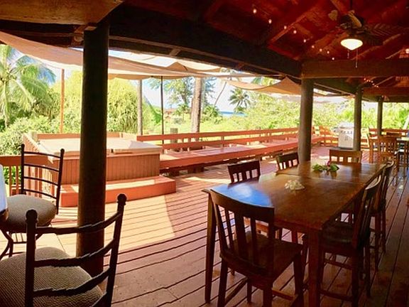 Expansive decks overlooking the ocean and garden