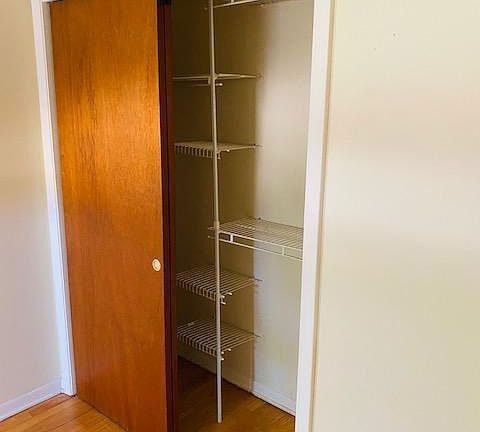 Closet organizers in both bedroom closets