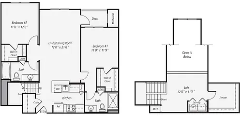 Floor plan B3L 2 Bed 2 Bath