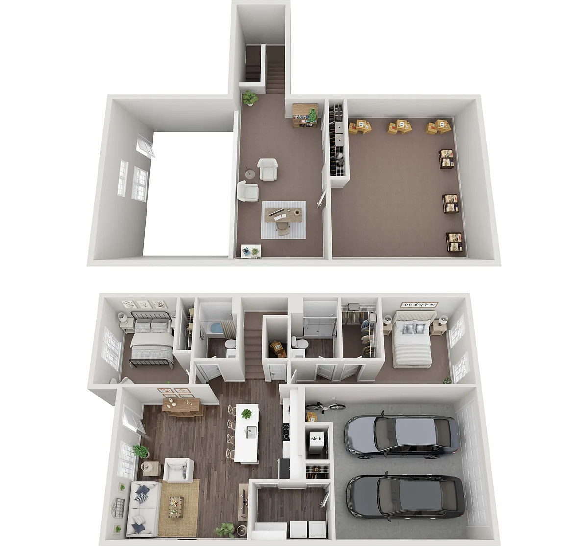 Floor plan 2 Bed 2 Bath Villa with Loft