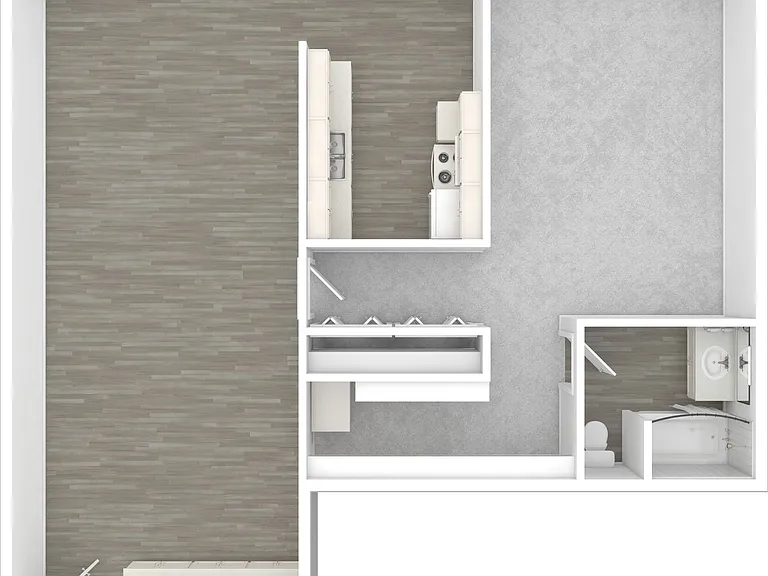 Alternate 3D Unfurnished One-Bedroom Floor Plan Alternate 3D Unfurnished One-Bedroom Floor Plan