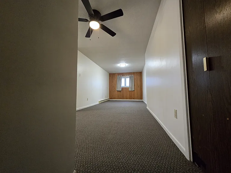 View from front door, coat/storage closet on right of entry door