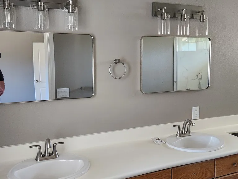 Master bathroom double sinks