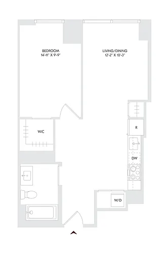 Floor plan 1 Bed 1 Bath E