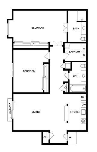 Floor plan 2 BR x 2 BA - C